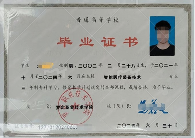 济南罗定职业技术学院毕业证样本图片